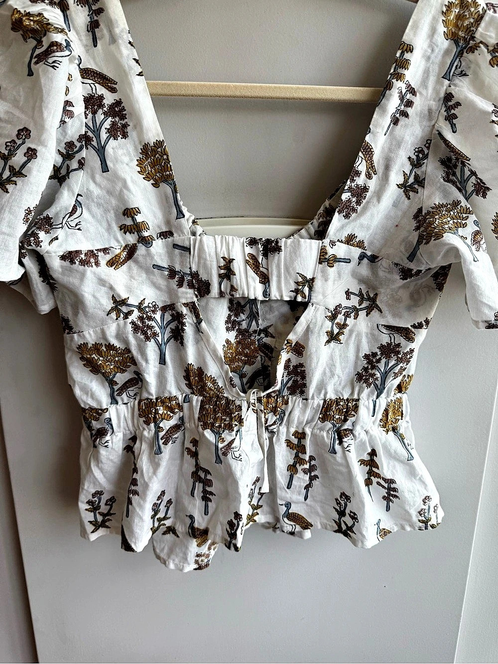 Ciao Lucia Ezio Top Meadow Print White Floral Puff Sleeve Cotton Size XS - Picture 6 of 6